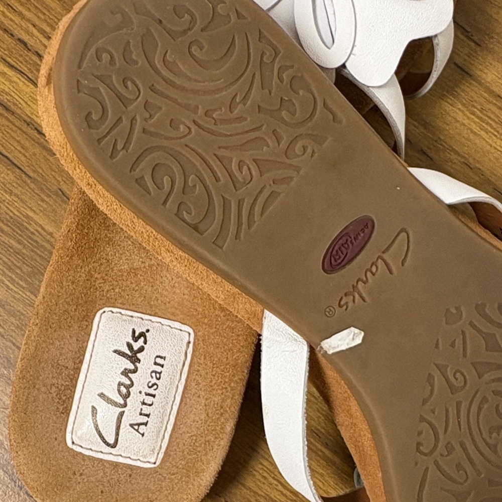 Clarks Artisan Tan and White Floral Sandals - Picture 2 of 3